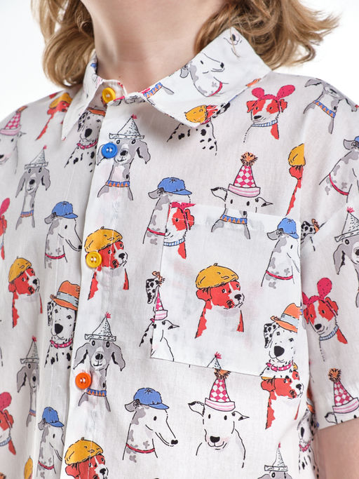 Рубашка цветная для мальчика 33-58760 белый/цветной - Mini maxi фото 3