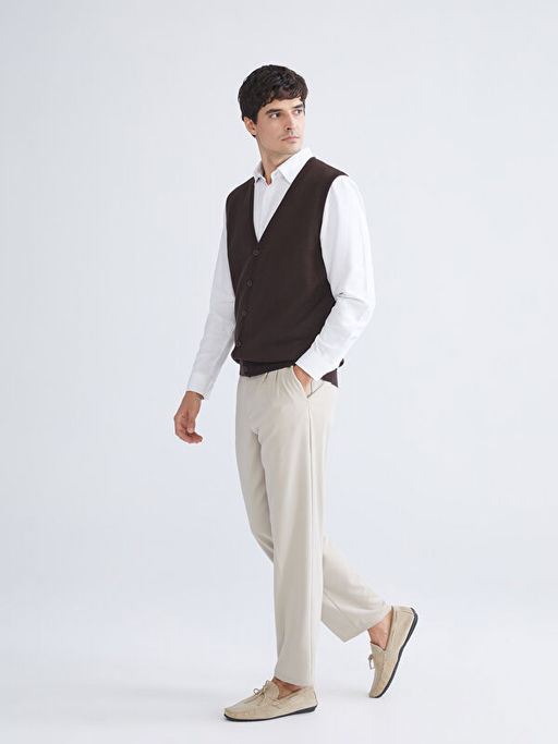 Standart Kal?p V Yaka Erkek Triko Yelek