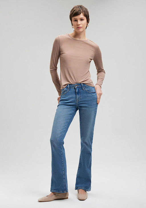 Molly Gold Shape A??k Mavi Jean Pantolon