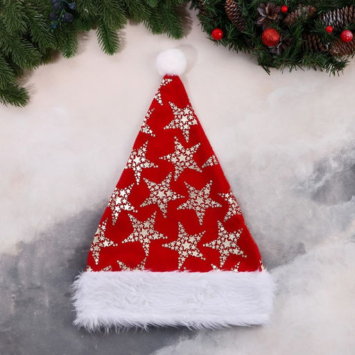 Колпак новогодний Феерия звёзды, 28х40 см, красный - Зимнее волшебство фото 2