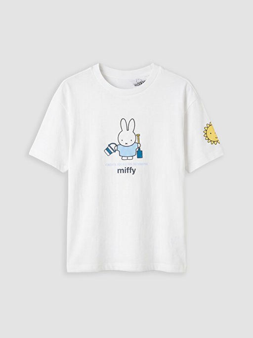 Bisiklet Yaka Miffy Bask?l? K?z ?ocuk Ti??rt