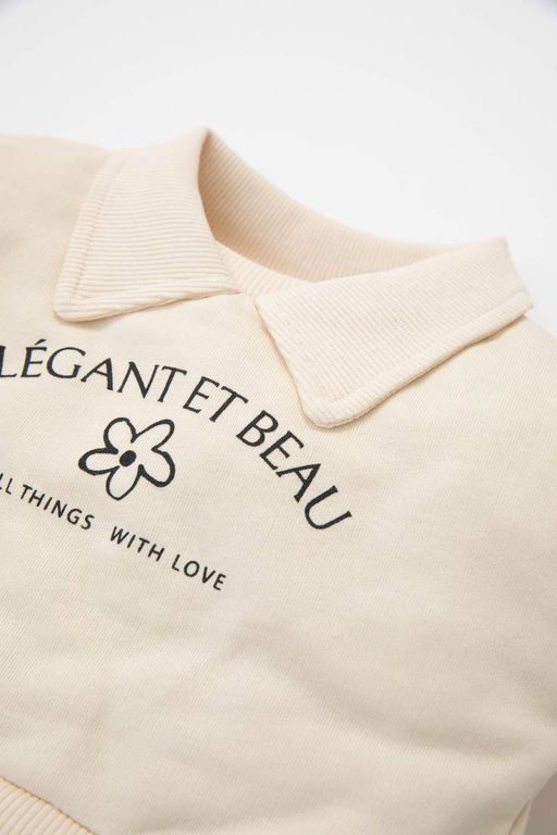 Платье с длинными рукавами и принтом для маленьких девочек - Defacto фото 2