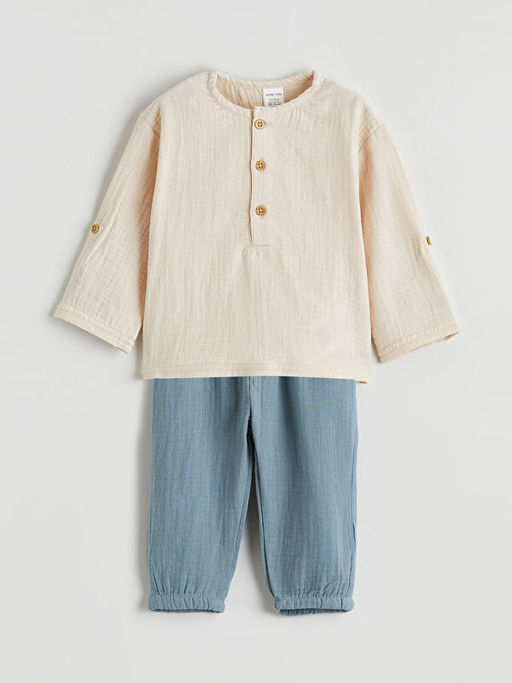 Erkek Bebek M?slin G?mlek ve Pantolon