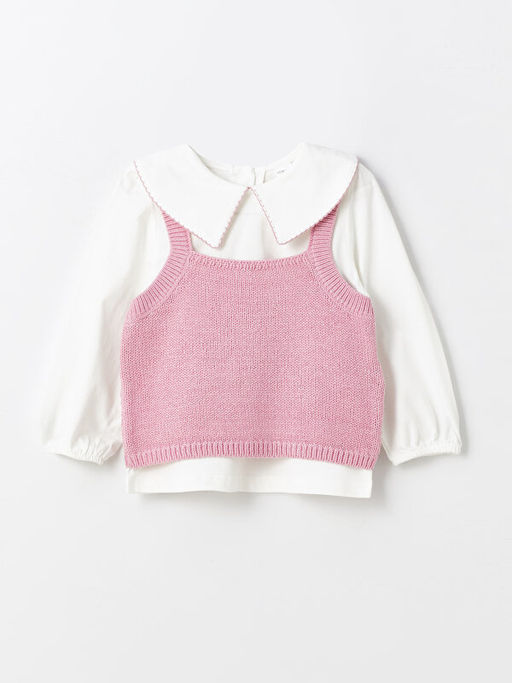 Bebe Yaka Uzun Kollu K?z Bebek 3l? Tak?m