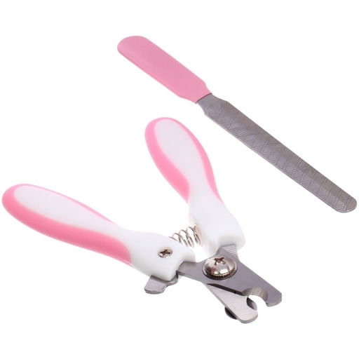 Цена за 2 шт. Набор для груминга "Великолепный Бро", когтерез и пилка, цвет белый/розовый (блистер U)