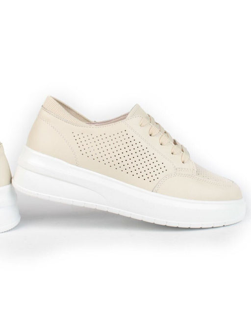 05-HY14-1D BEIGE Кроссовки женские (натуральная кожа)