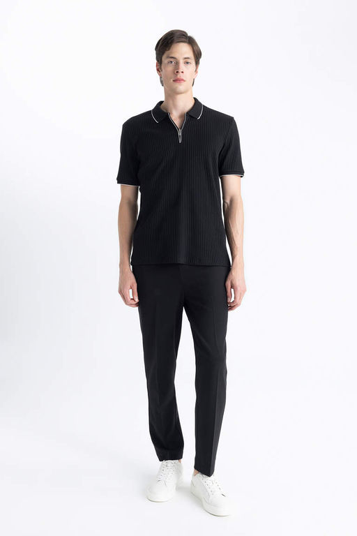 Футболка-поло с короткими рукавами и застежкой-молнией Slim Fit - Defacto фото 2