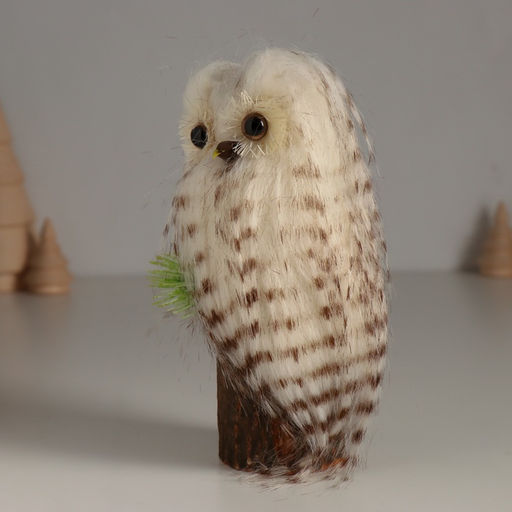 Фигурка Пушистик: Совушка Белая на пеньке, 8?7.5?15 см