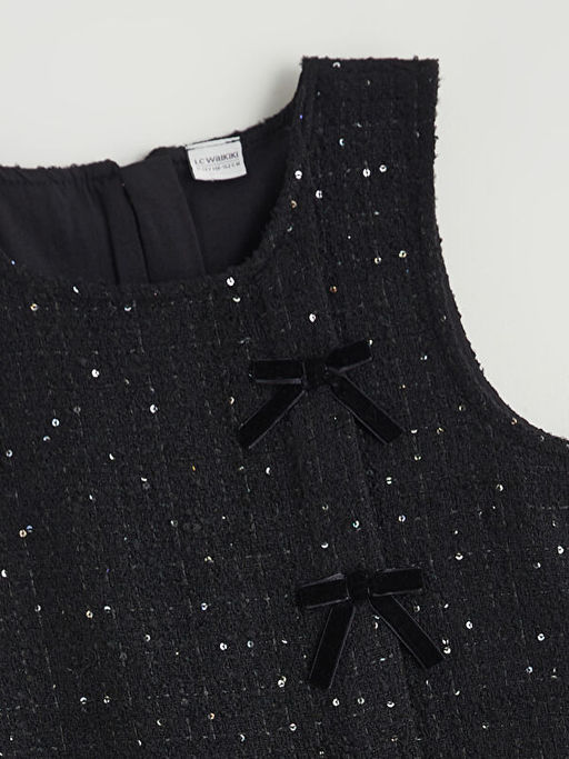 Bisiklet Yaka Fiyonk Detayl? K?z ?ocuk T?vit Elbise