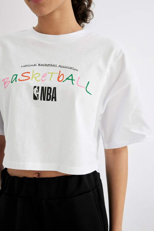 DeFactoFit Футболка Oversize с круглым вырезом и короткими рукавами NBA Wordmark  фото 4