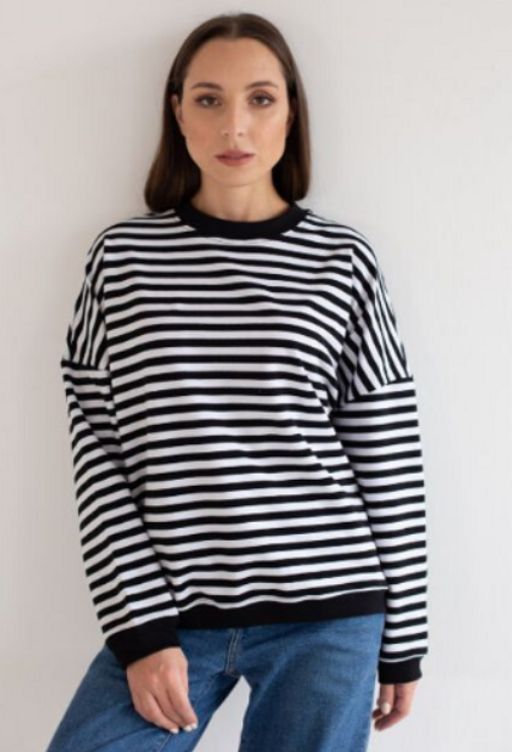 Свитшот полоска с черным, тельняшка, футер 2хнитка петля, пенье