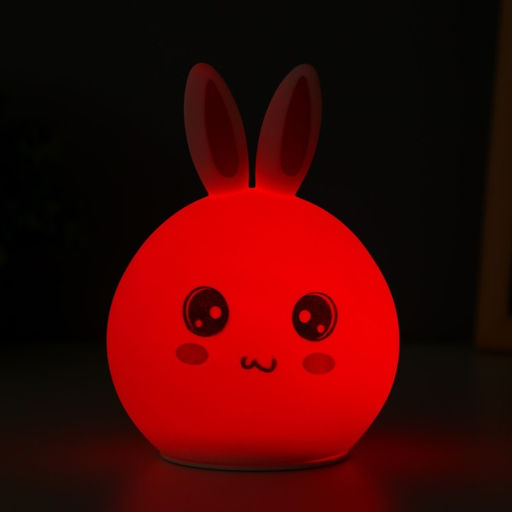 Фигурка светящаяся RISALUX «Антистресс зайчонок», мякиш, ночник, силикон, 4×LED, USB, 16×11×10.5 см