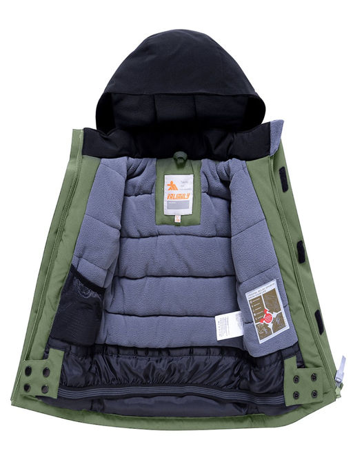 Горнолыжный костюм Valianly детский для мальчика цвета хаки 9201Kh  фото 5