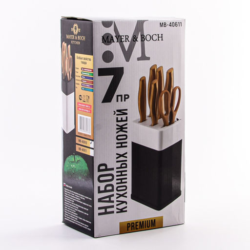 40611 Набор кухонных ножей нерж/ст + подставка пластик 7пр MB (х12) - Mayer&boch фото 7