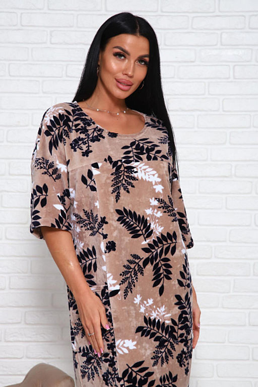 Туника велюровая (01019, бежевый)