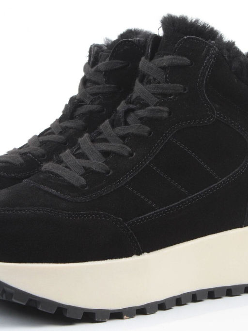 04-PAML08-1Z BLACK Ботинки зимние женские (натуральная замша, 100% шерсть, натуральный мех)