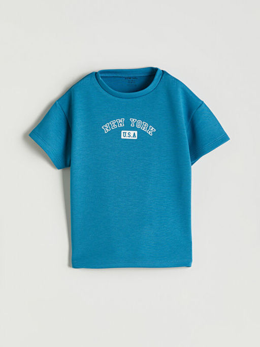 Bask?l? Erkek Bebek Ti??rt ve ?ort 2li Tak?m