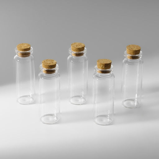 Цена за 3 шт. Баночки для хранения бисера, с пробкой, d=2.2×6 см, 5 шт.