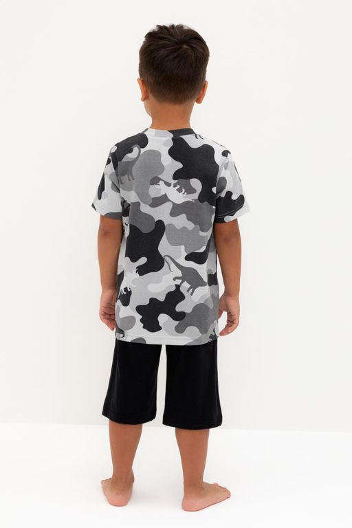 К 1614/камуфляж с динозаврами,черный пижама для мал