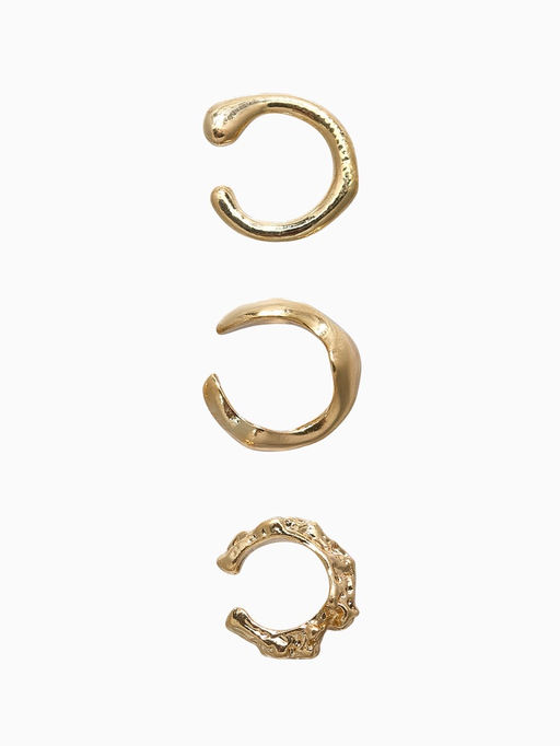 Серьги Каффы набор 3 шт., мятый, цвет золото - Qf фото 2