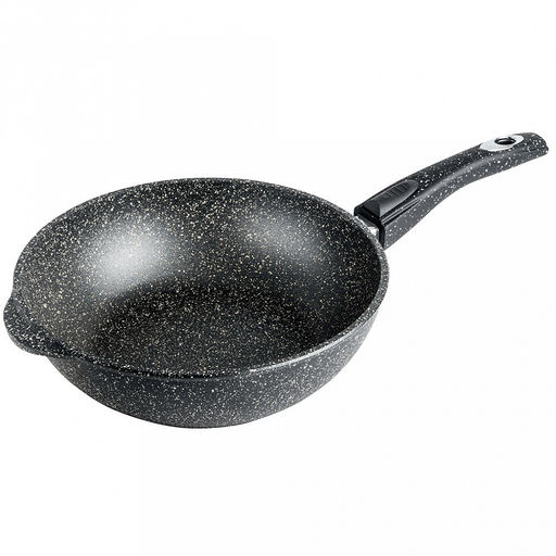 Сотейник с антипригарным покрытием д24см "Гранит", h8,2см, s0,4см, съемная ручка из термостойкого пластика (Россия)