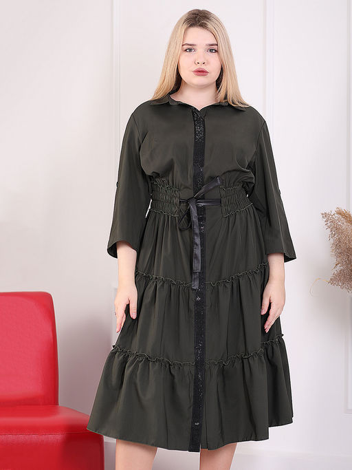 Уценка- платье женское темно-зеленого цвета нарядное, подробнее в характеристиках - Almond фото 2