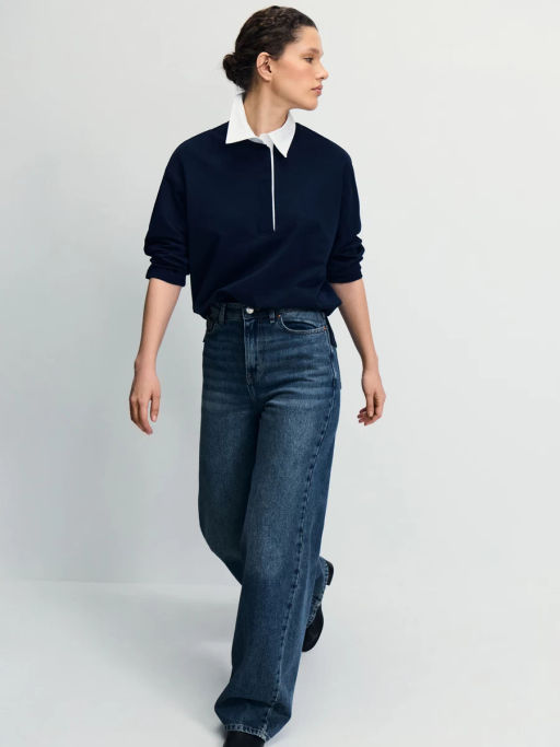 Хлопковый джемпер с отложным воротником / Zarina