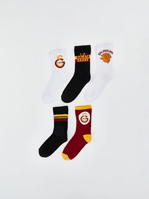 Galatasaray Desenli Erkek ?ocuk Soket ?orap 5li