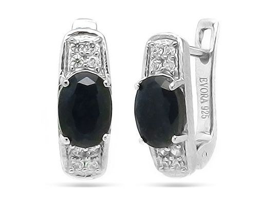 Серьги из серебра сапфир корунд, Фелиса