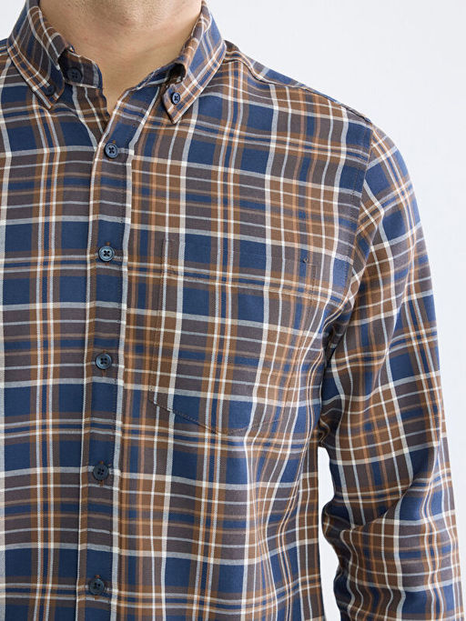 Regular Fit Ekose Desenli Gabardin Erkek G?mlek