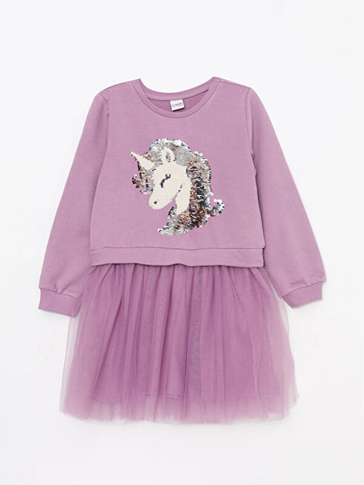 Bisiklet Yaka ?ift Y?nl? Payetli Uzun Kollu K?z ?ocuk Elbise - Waikiki фото 2