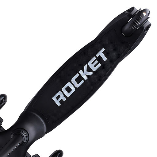 Самокат 3-х колесный ROCKET,колеса PU со светом, светящаяся стойка, ABEC 7, черный