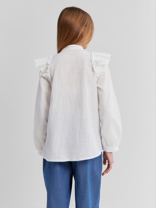 Блузка для девочки MINAKU: Cotton collection, белая, рост 152 см