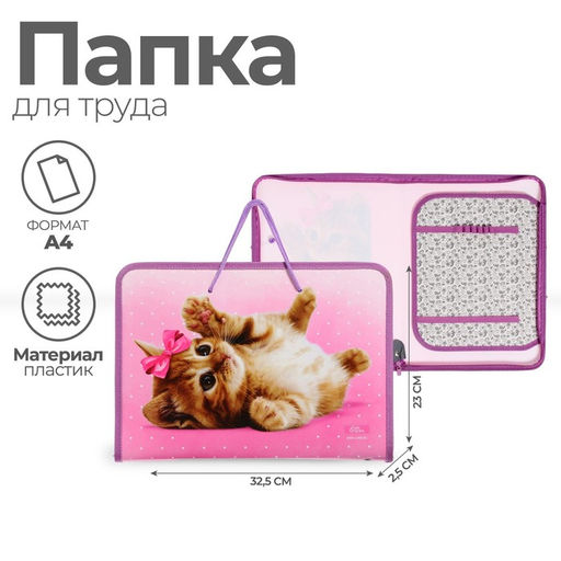 Папка для труда, А4, пластиковая, 32.5?23?2.5 см Самая милая