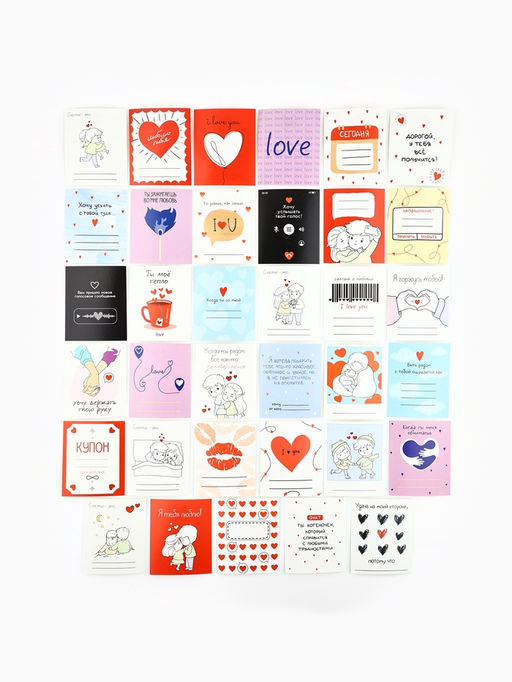 Открытки-мини в коробке с местом для подписи «Любовь», 35 штук, 8×10 см
