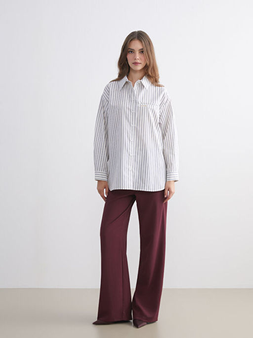 ?izgili Oversize Kad?n G?mlek Tunik