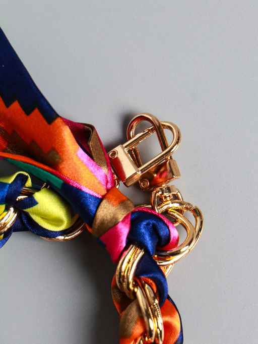 Брелок для ключей на 2 карабинах «Платок и цепочка», яркий, на сумку, рюкзак, 20×10×1.7 см