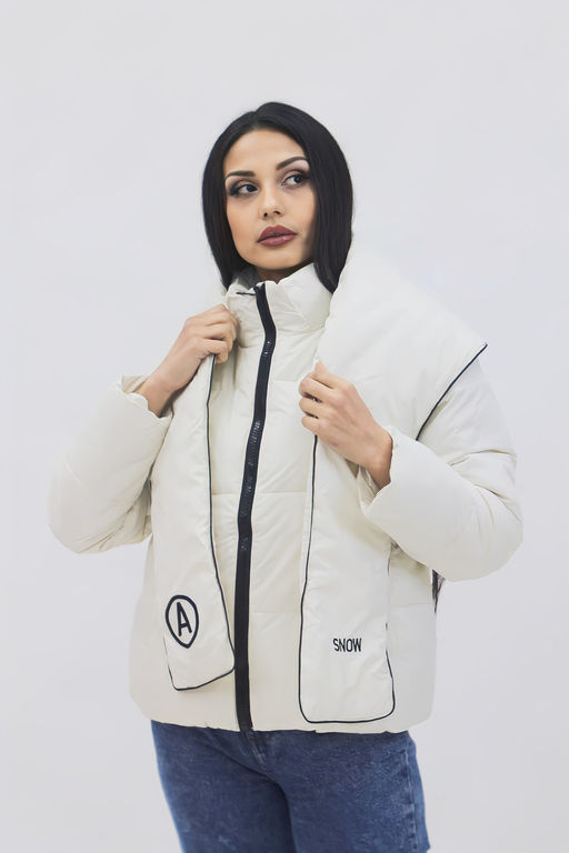 Демисезонная женская куртка весна осень +дутый шарф-косынка 8193