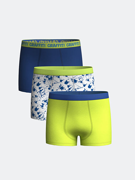 Bask?l? Erkek ?ocuk Boxer 3l?