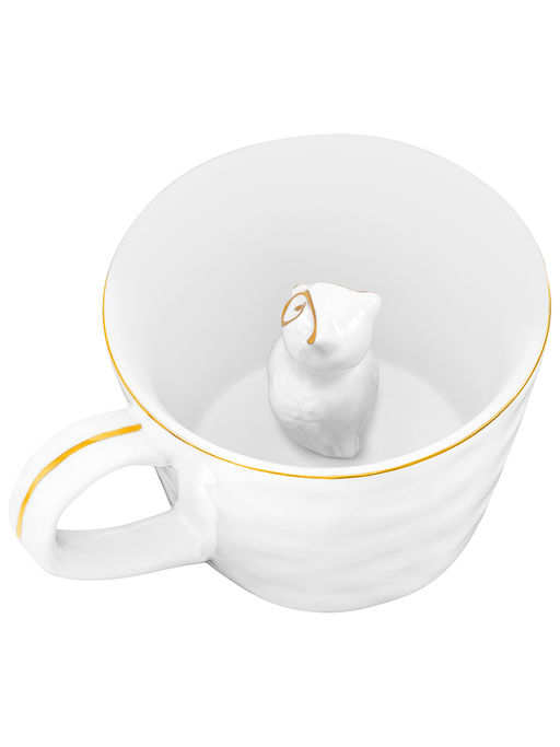 Кружка 300 мл 14*10*7,5 см Сова с фигуркой внутри, белый с золотом, фарфор - Elan gallery фото 5