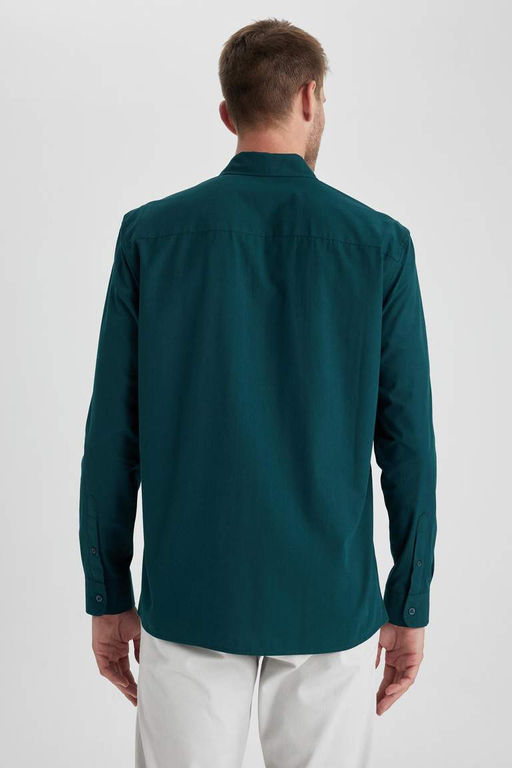 Рубашка из поплина с длинным рукавом стандартного кроя - Defacto фото 8