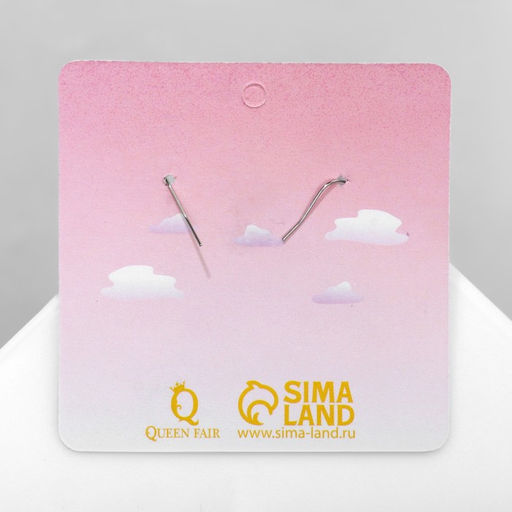 Серьги ассорти Радость облака в коронах, цвет розово-голубой в серебре - Queen fair фото 3