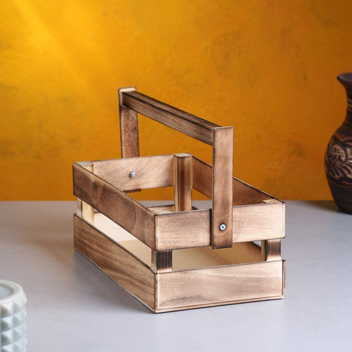 Кашпо деревянное 24.513.59 см Двушка Лайт, двухреечное, обжиг Дарим Красиво фото 2