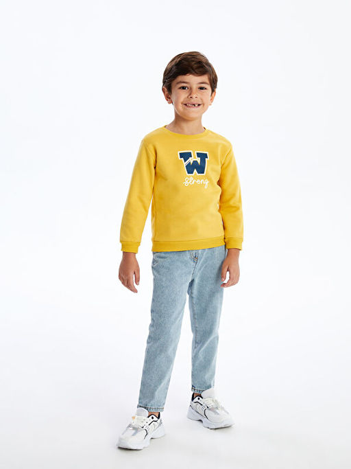 Bisiklet Yaka Uzun Kollu Bask?l? Erkek Bebek Sweatshirt - Waikiki фото 6
