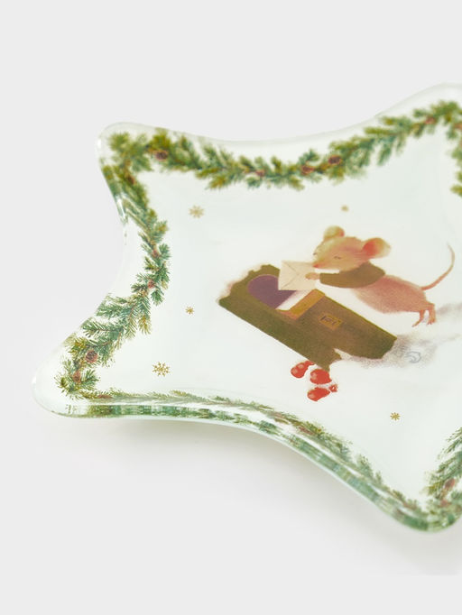 Блюдо сервировочное новогоднее Доляна «Новогодние зверята», d=15 см, стекло, белое