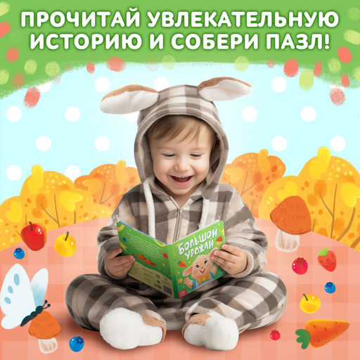 Набор 3 в 1 «Крольчонок Бенни», картонная книга, пазл, игрушка, МИКС