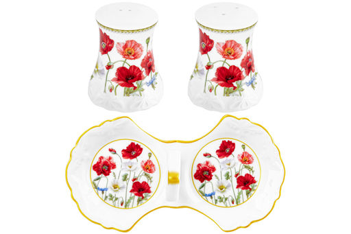 Набор д/специй 2 пр.  Маки 16,5*9*7,5 см на подставке NEW BONE CHINA - Elan gallery фото 6