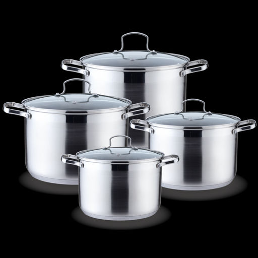 Набор посуды нерж. "Kelli" 4 пр со стекл. крышками, арт. KL-4207