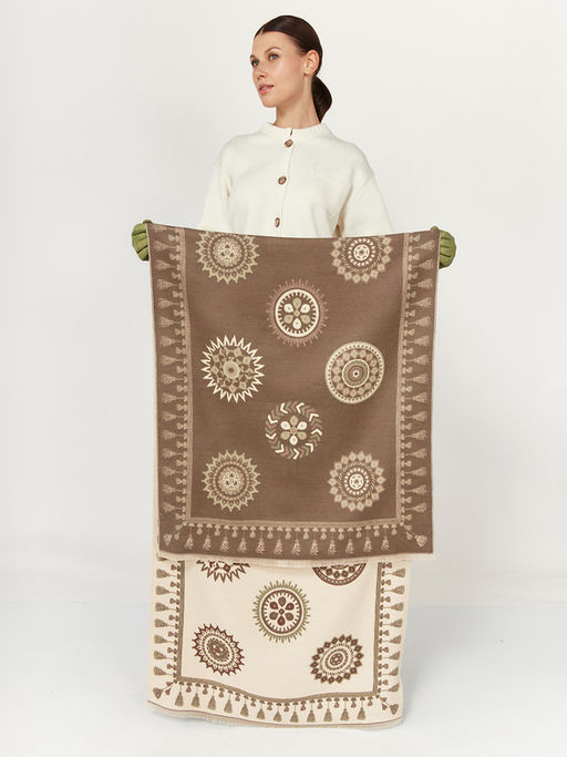 в составе ШЕРСТЬ и КАШЕМИР Большой, мягкий, теплый двусторонний палантин - Tantino фото 2