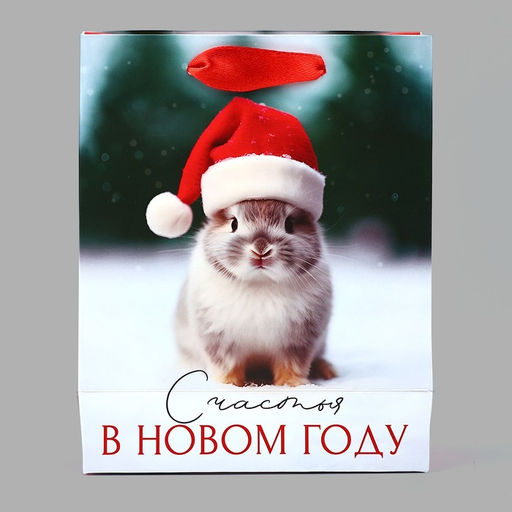 Цена за 2 шт. Пакет подарочный новогодний ламинированный «Счастья в Новом году», S 12 х 15 х 5.5 см